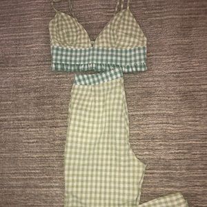 URBAN OUTFITTERS GREEN GINGHAM SET (XS)